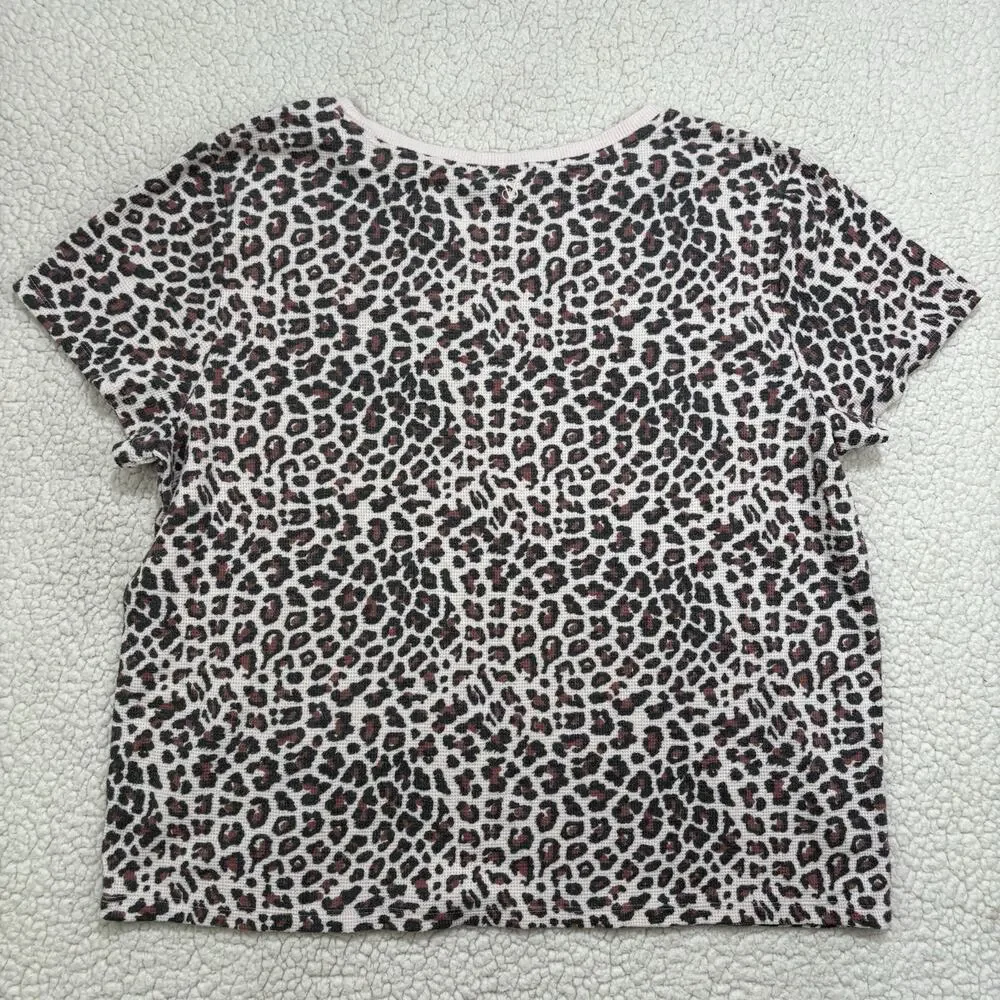 Victoria's Secret Waffle Knit Lounge Set Leopard Tee &‎ Joggers Size XL Cheetah